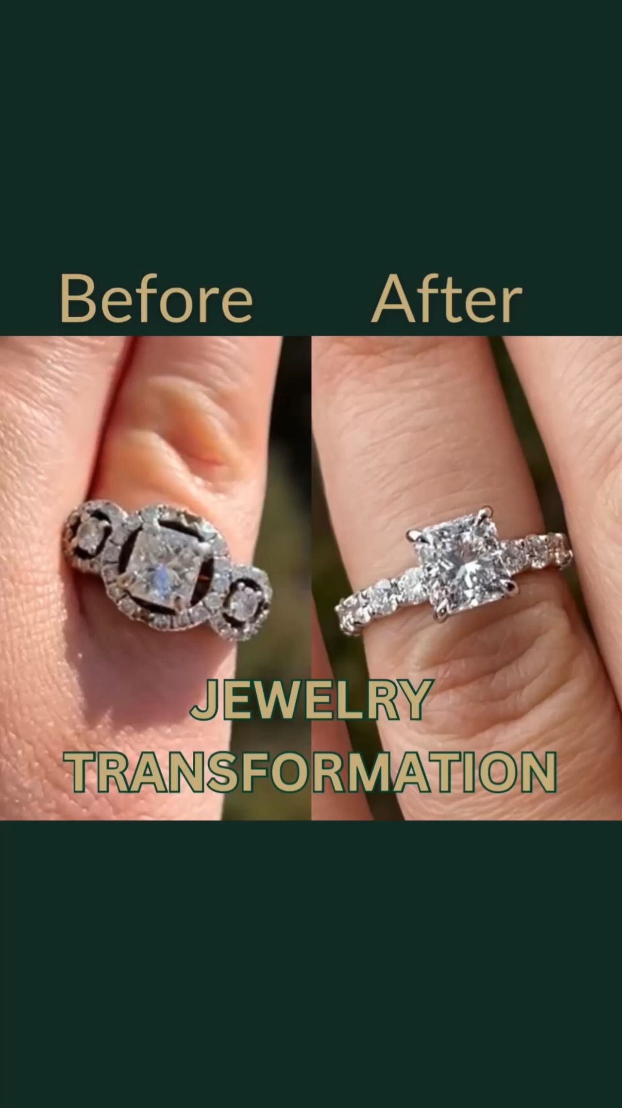 Jewelry redesign before and after - ring transformation
