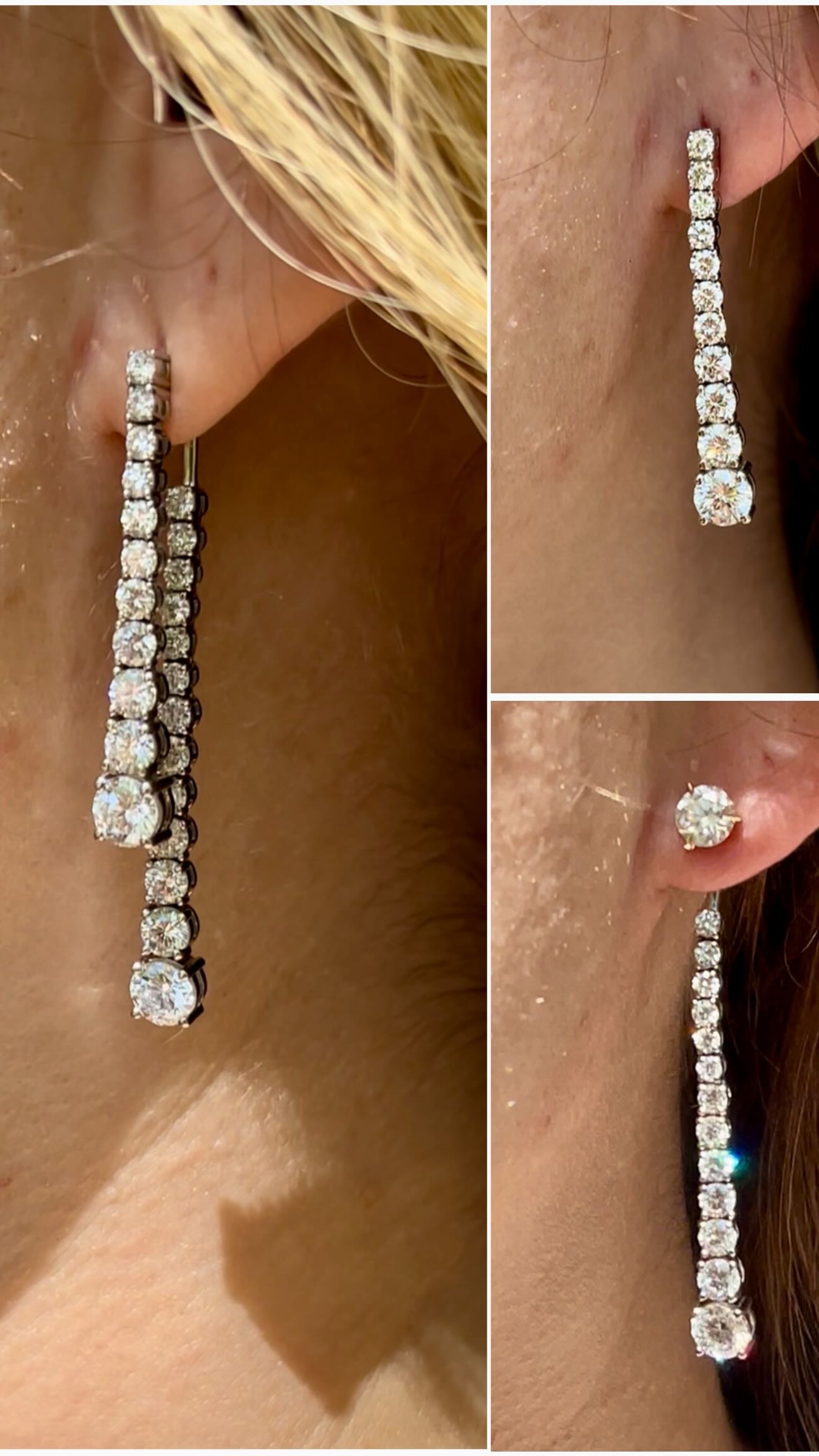 Long diamond drop earrings collection - elegant statement earrings